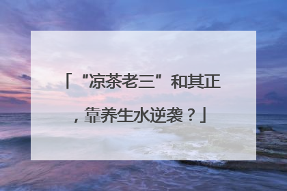 “凉茶老三”和其正，靠养生水逆袭？