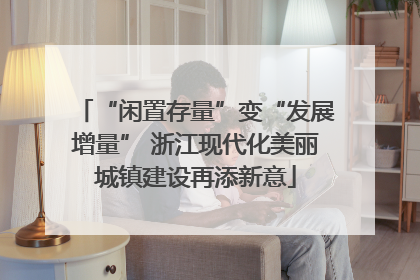 “闲置存量”变“发展增量” 浙江现代化美丽城镇建设再添新意