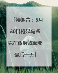 特朗普：5月30日将是马斯克在政府效率部最后一天