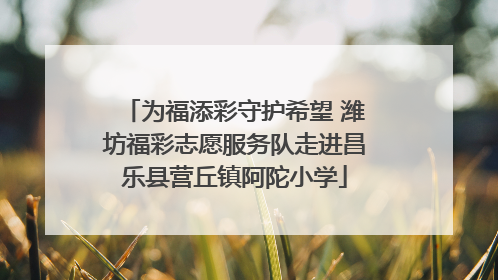 为福添彩守护希望 潍坊福彩志愿服务队走进昌乐县营丘镇阿陀小学