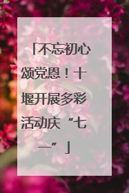 不忘初心颂党恩！十堰开展多彩活动庆“七一”