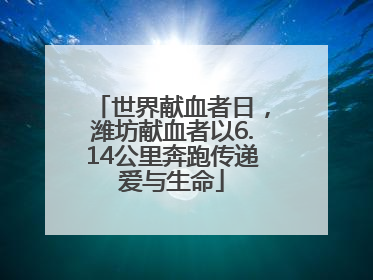 世界献血者日，潍坊献血者以6.14公里奔跑传递爱与生命