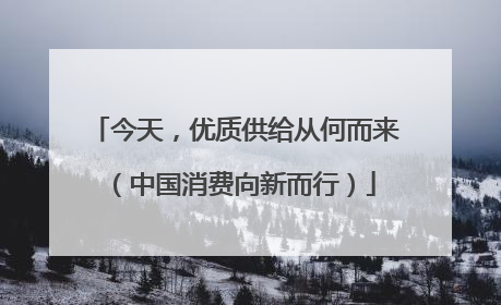 今天，优质供给从何而来（中国消费向新而行）
