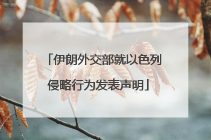伊朗外交部就以色列侵略行为发表声明