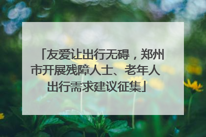 友爱让出行无碍，郑州市开展残障人士、老年人出行需求建议征集