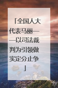全国人大代表马丽——以司法裁判为引领做实定分止争