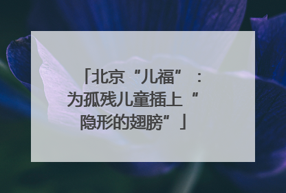 北京“儿福”：为孤残儿童插上“隐形的翅膀”