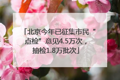 北京今年已征集市民“点检”意见4.5万次，抽检1.8万批次