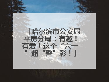哈尔滨市公安局平房分局：有趣！有爱！这个“六一”超“警”彩！