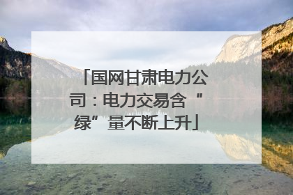 国网甘肃电力公司：电力交易含“绿”量不断上升