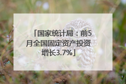 国家统计局：前5月全国固定资产投资增长3.7%