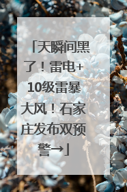 天瞬间黑了！雷电+10级雷暴大风！石家庄发布双预警→