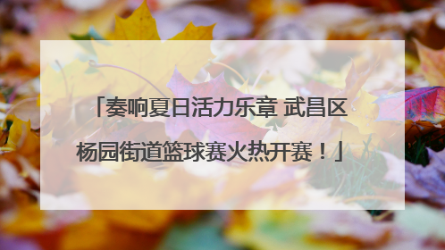奏响夏日活力乐章 武昌区杨园街道篮球赛火热开赛！