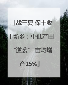 战三夏 保丰收丨新乡：中低产田“逆袭” 亩均增产15%