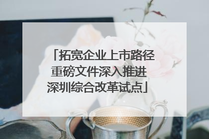 拓宽企业上市路径 重磅文件深入推进深圳综合改革试点