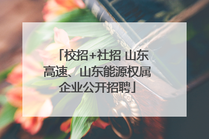 校招+社招 山东高速、山东能源权属企业公开招聘