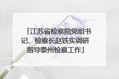 江苏省检察院党组书记、检察长赵铁实调研指导泰州检察工作