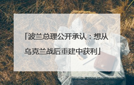 波兰总理公开承认：想从乌克兰战后重建中获利