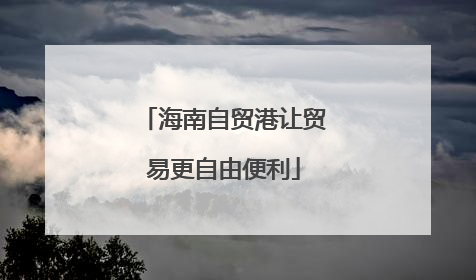 海南自贸港让贸易更自由便利