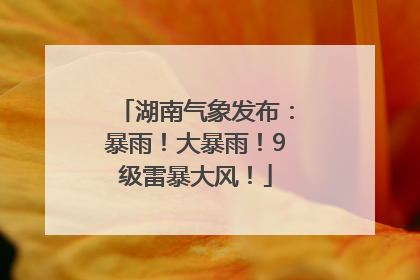湖南气象发布：暴雨！大暴雨！9级雷暴大风！