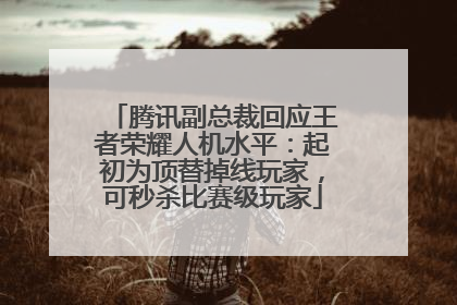腾讯副总裁回应王者荣耀人机水平：起初为顶替掉线玩家，可秒杀比赛级玩家