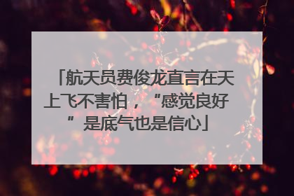 航天员费俊龙直言在天上飞不害怕，“感觉良好”是底气也是信心