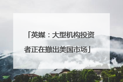 英媒：大型机构投资者正在撤出美国市场
