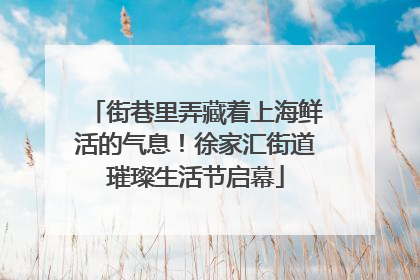 街巷里弄藏着上海鲜活的气息！徐家汇街道璀璨生活节启幕