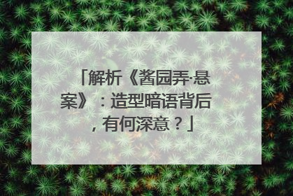解析《酱园弄·悬案》：造型暗语背后，有何深意？