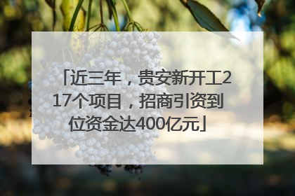 近三年，贵安新开工217个项目，招商引资到位资金达400亿元