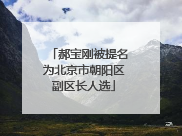 郝宝刚被提名为北京市朝阳区副区长人选