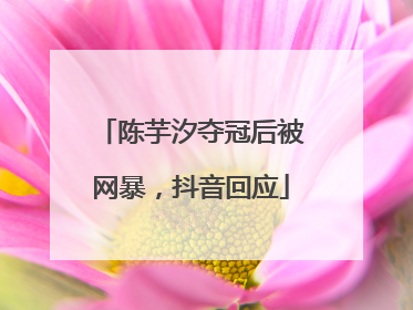 陈芋汐夺冠后被网暴，抖音回应