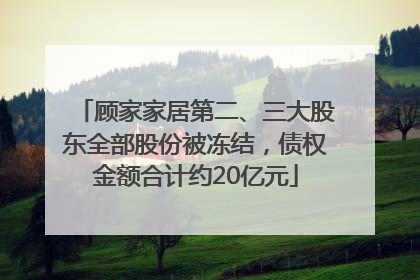 顾家家居第二、三大股东全部股份被冻结，债权金额合计约20亿元