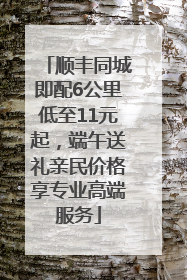 顺丰同城即配6公里低至11元起，端午送礼亲民价格享专业高端服务