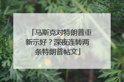 马斯克对特朗普重新示好？深夜连转两条特朗普帖文