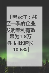 黑龙江：截至一季度企业发明专利有效量为1.8万件 同比增长10.6%