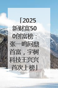 2025新财富500创富榜：张一鸣问鼎首富，宇树科技王兴兴首次上榜