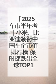 2025车市半年考｜小米、比亚迪领衔中国车企市值排行榜 保时捷跌出全球TOP10